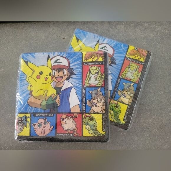 Pokémon Napkins 2 Packs - Total 32 Vintage 90's - Picture 1 of 4